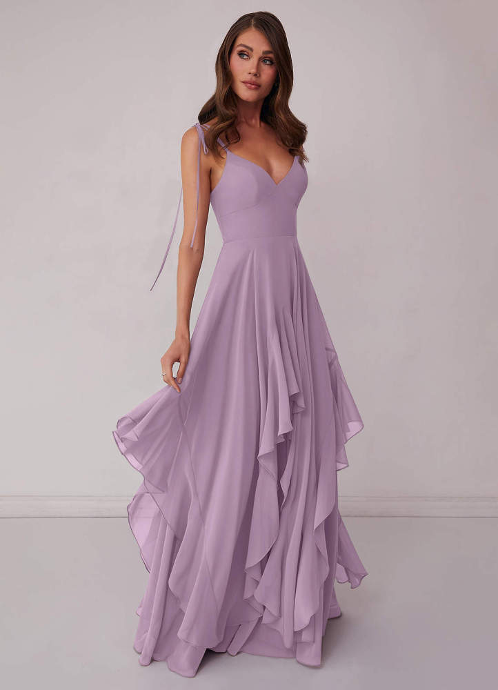 Agave A-Line Bow Chiffon Dress Moss Green 3