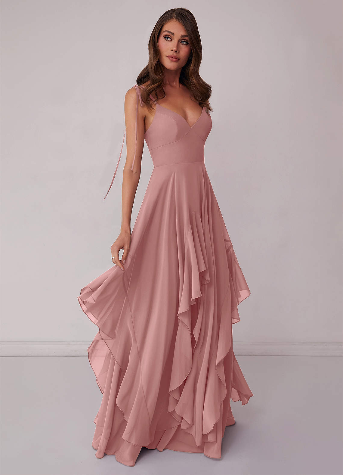 Agave A-Line Bow Chiffon Dress Moss Green 2