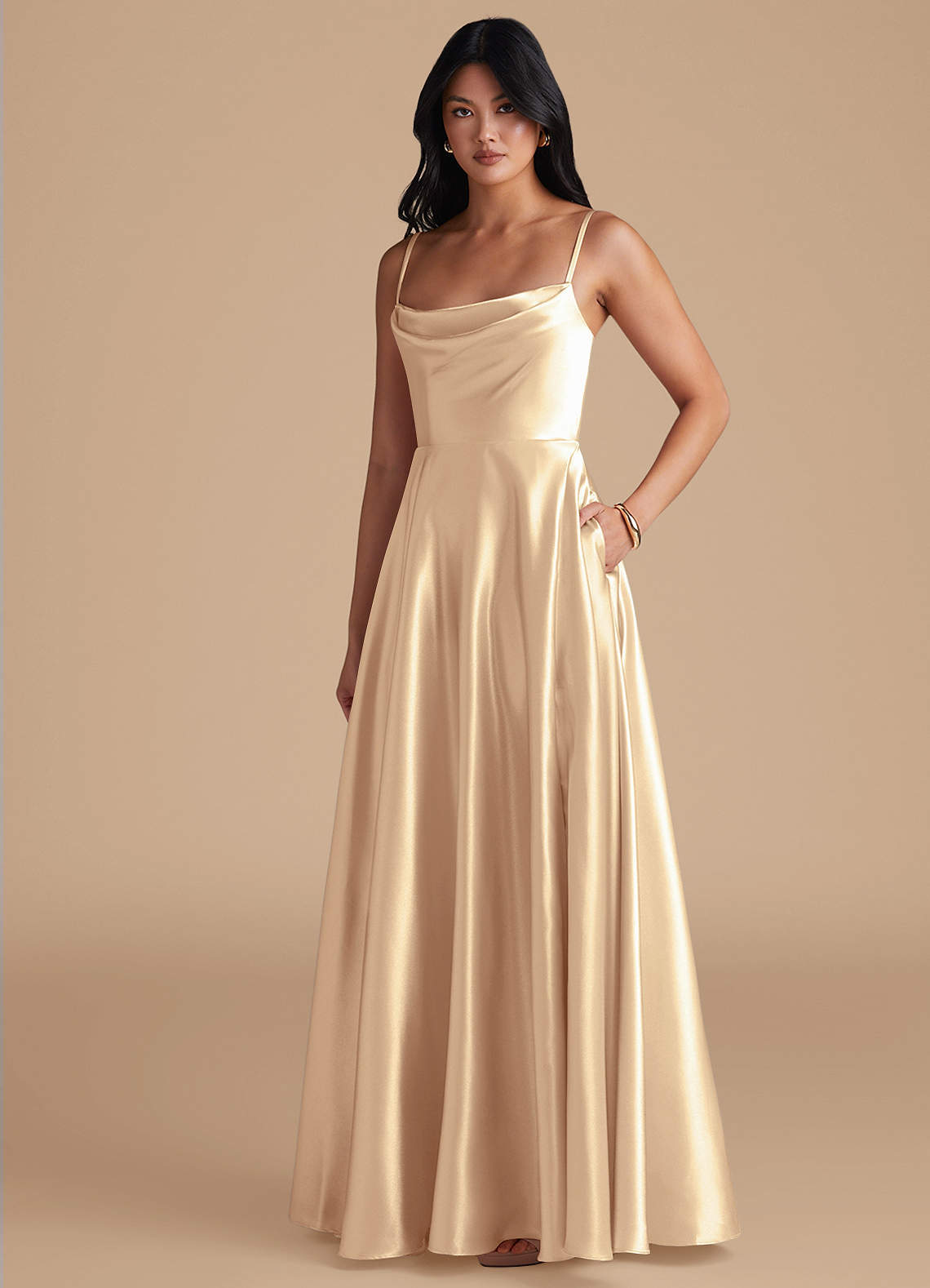elyessen Elle Black A-Line with Pockets Metallic Satin Dress 4