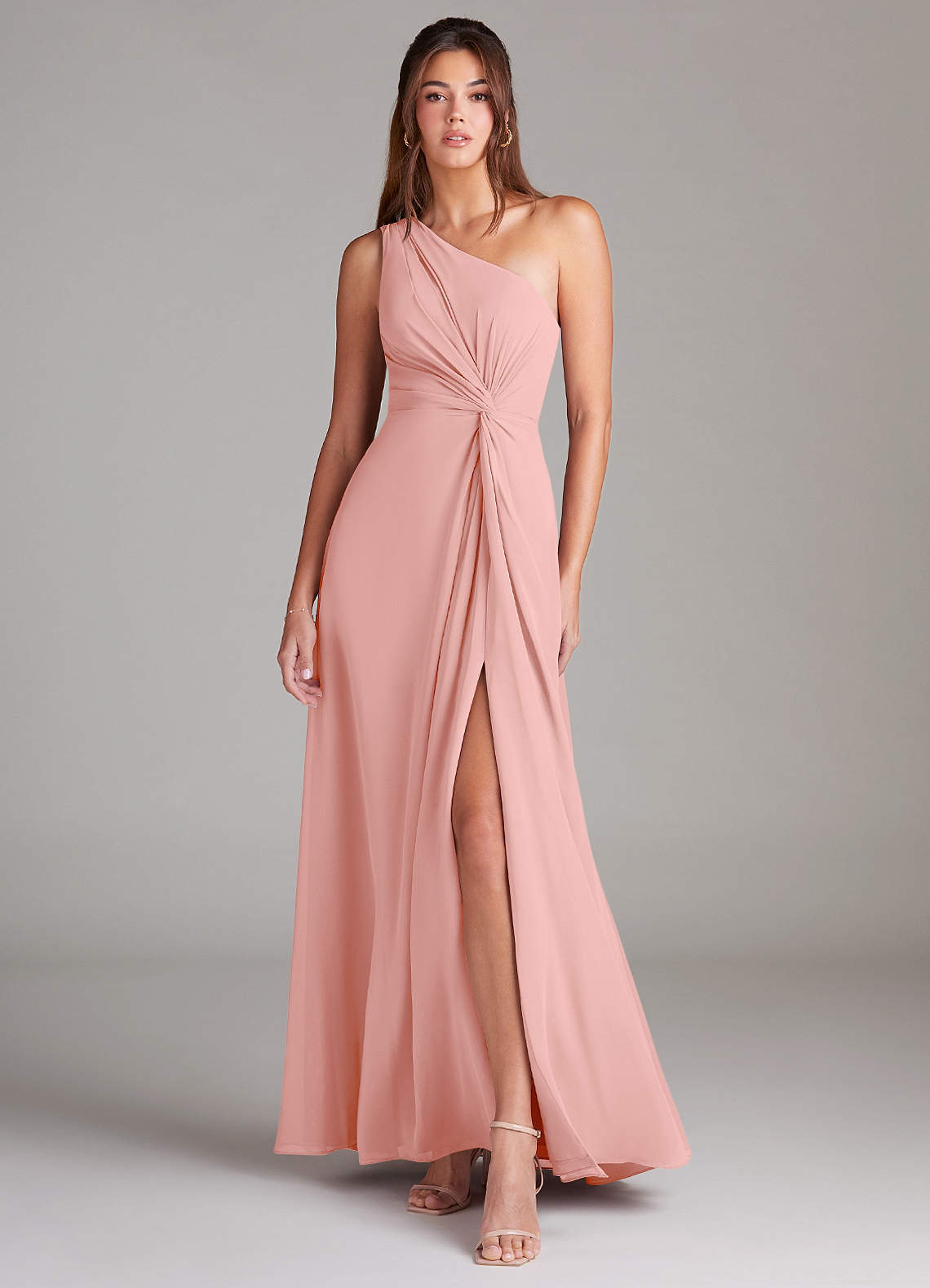 elyessen Brooke Sky Blue A-Line One Shoulder Chiffon Dress 4