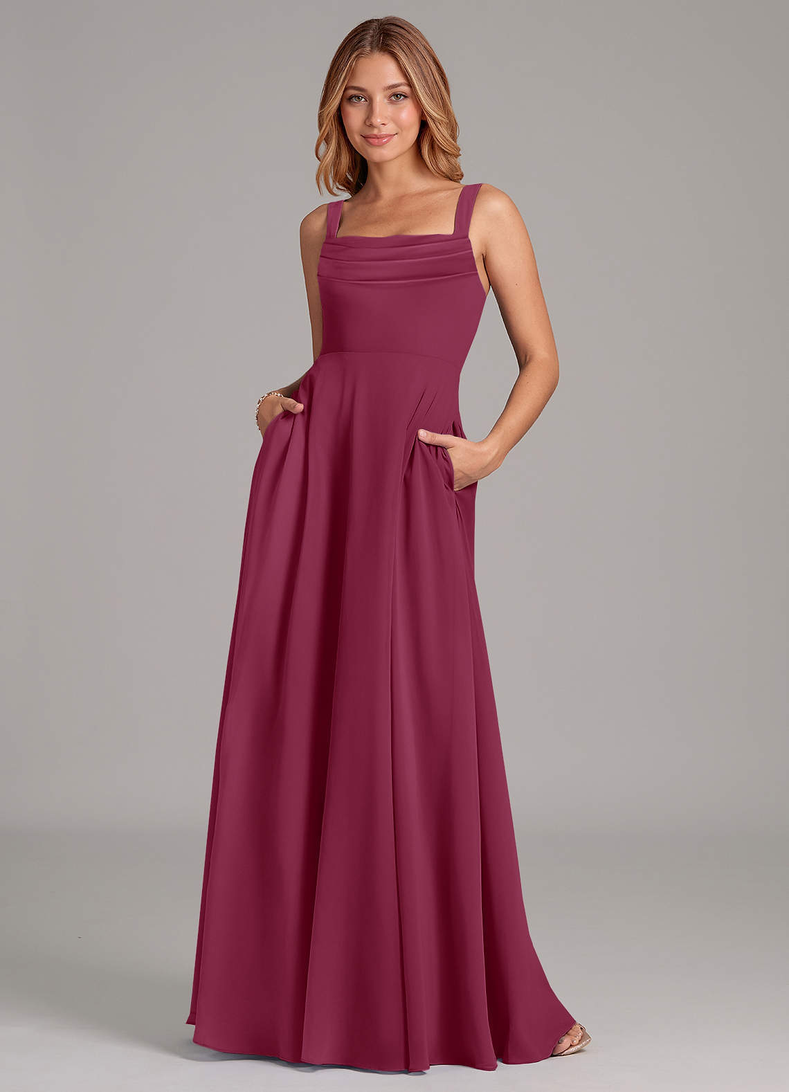 elyessen Shaude Sky Blue A-Line Pleated Chiffon Dress 6