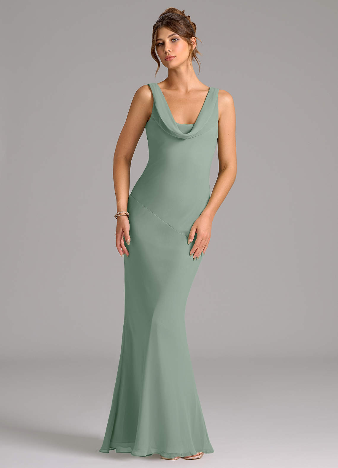 elyessen Rylina Sky Blue Mermaid Pleated Chiffon Dress 1