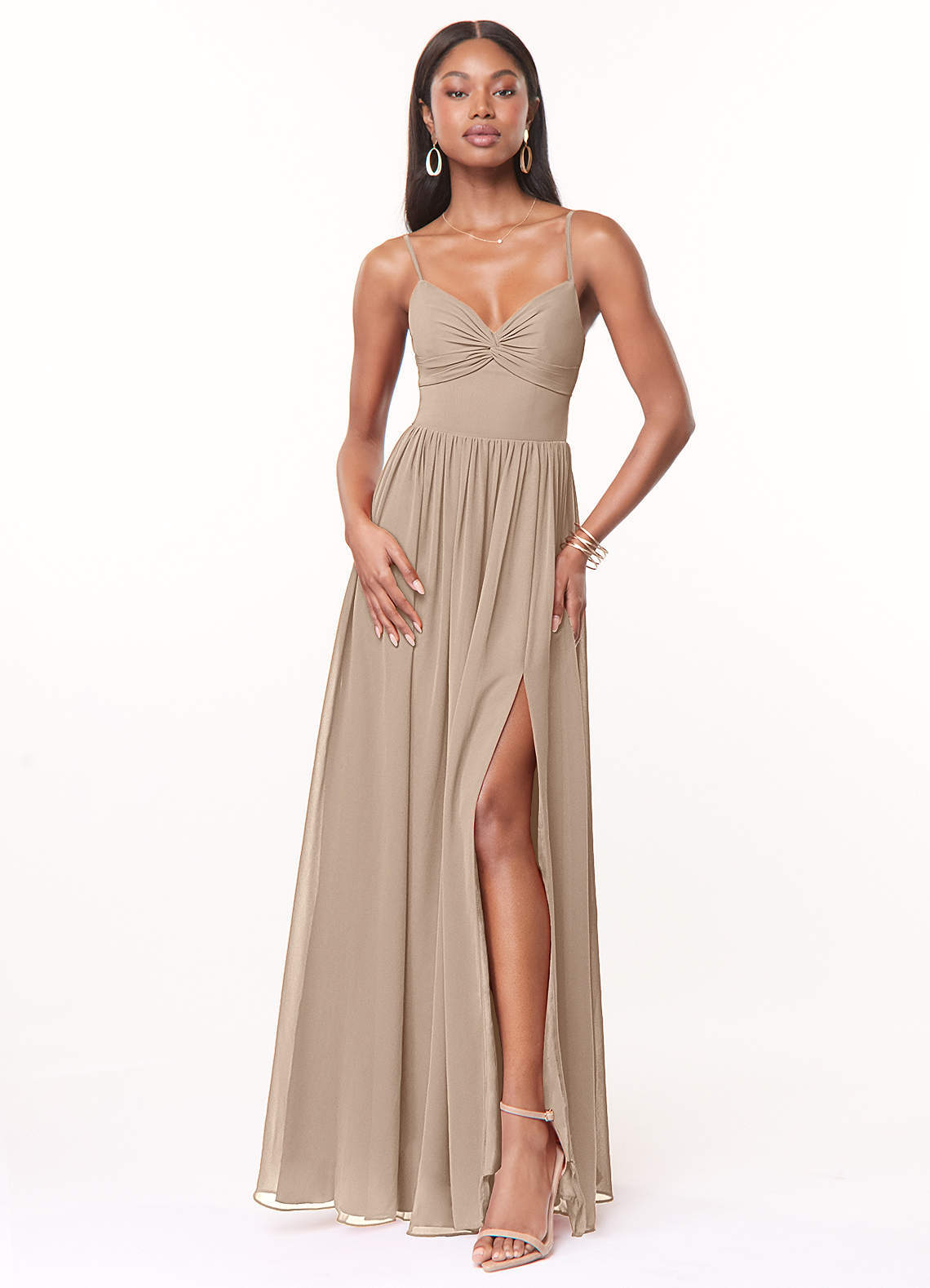 elyessen Zeya Dusty Blue A-Line V-Neck Pleated Chiffon Dress 7
