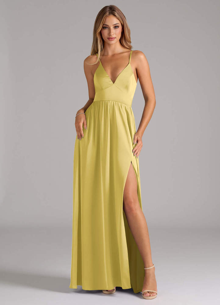 elyessen Aaida Dusty Sage A-Line Corset Stretch Satin Dress 7
