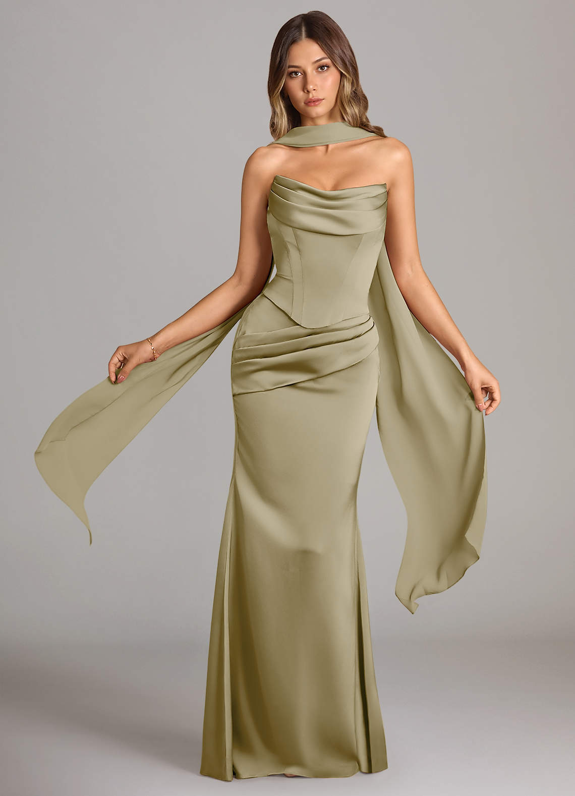elyessen Sorrel Black Mermaid Strapless Stretch Satin Convertible Dress 1