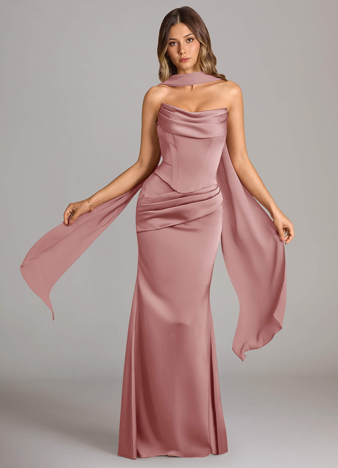 elyessen Sorrel Black Mermaid Strapless Stretch Satin Convertible Dress 4