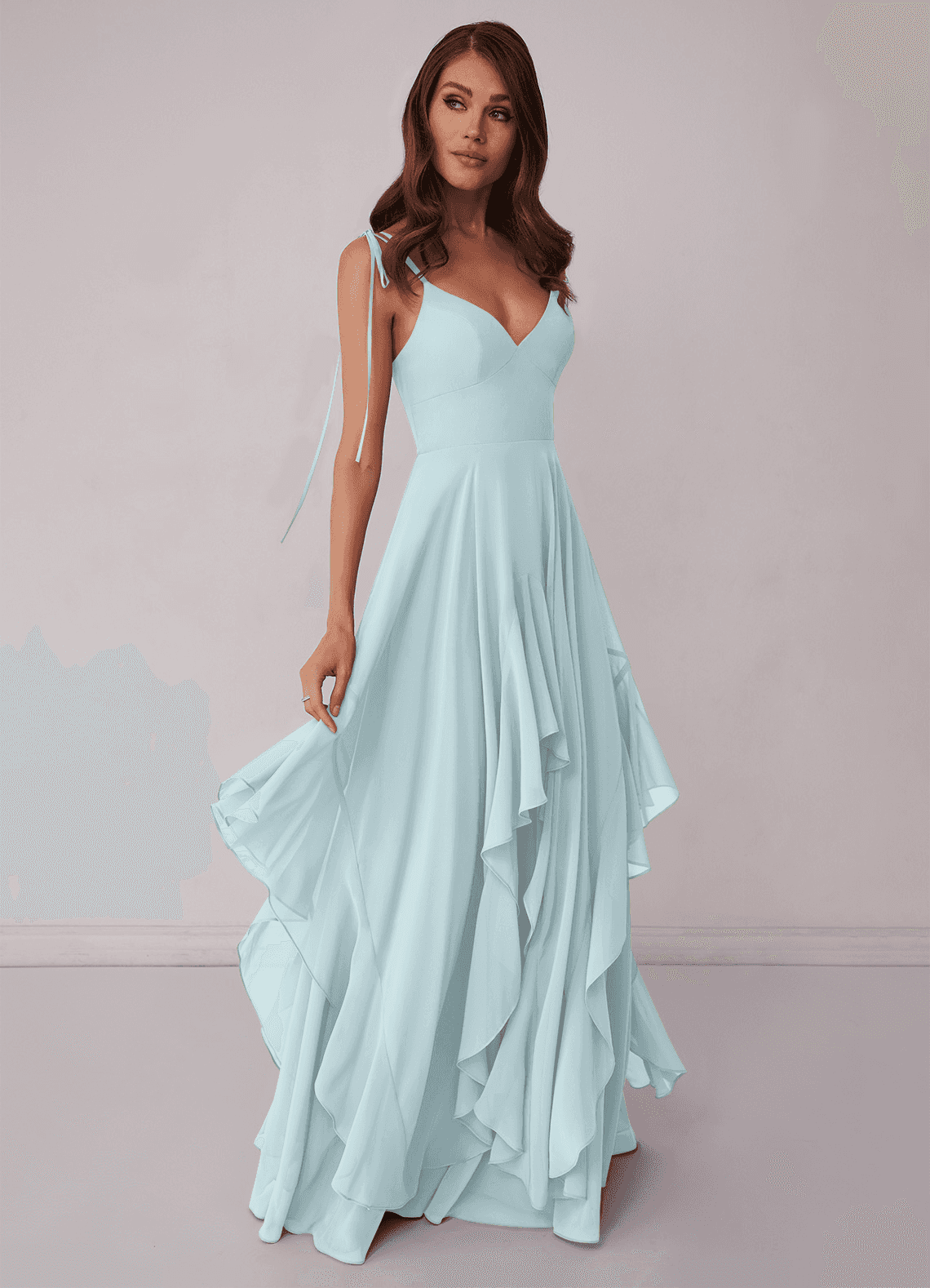 Agave A-Line Bow Chiffon Dress Moss Green 1