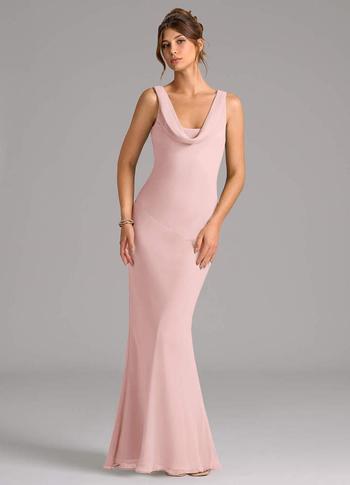 elyessen Rylina Sky Blue Mermaid Pleated Chiffon Dress 4