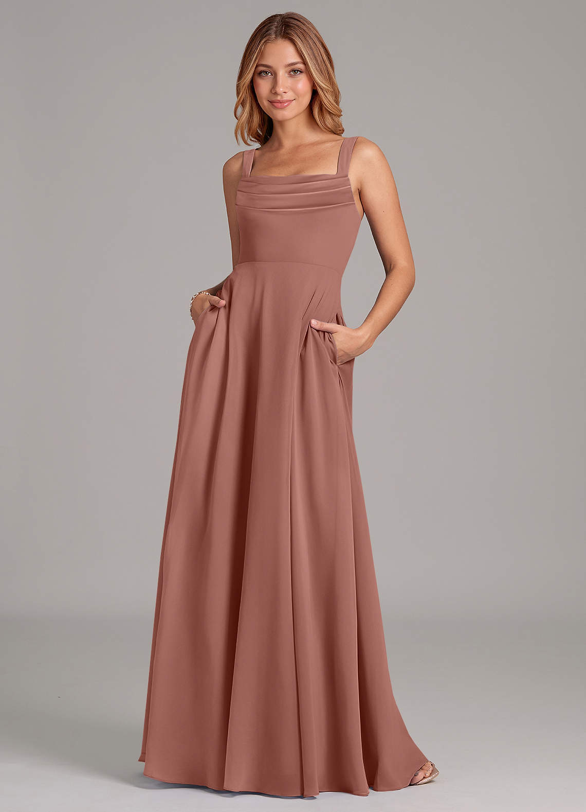 elyessen Shaude Sky Blue A-Line Pleated Chiffon Dress 8