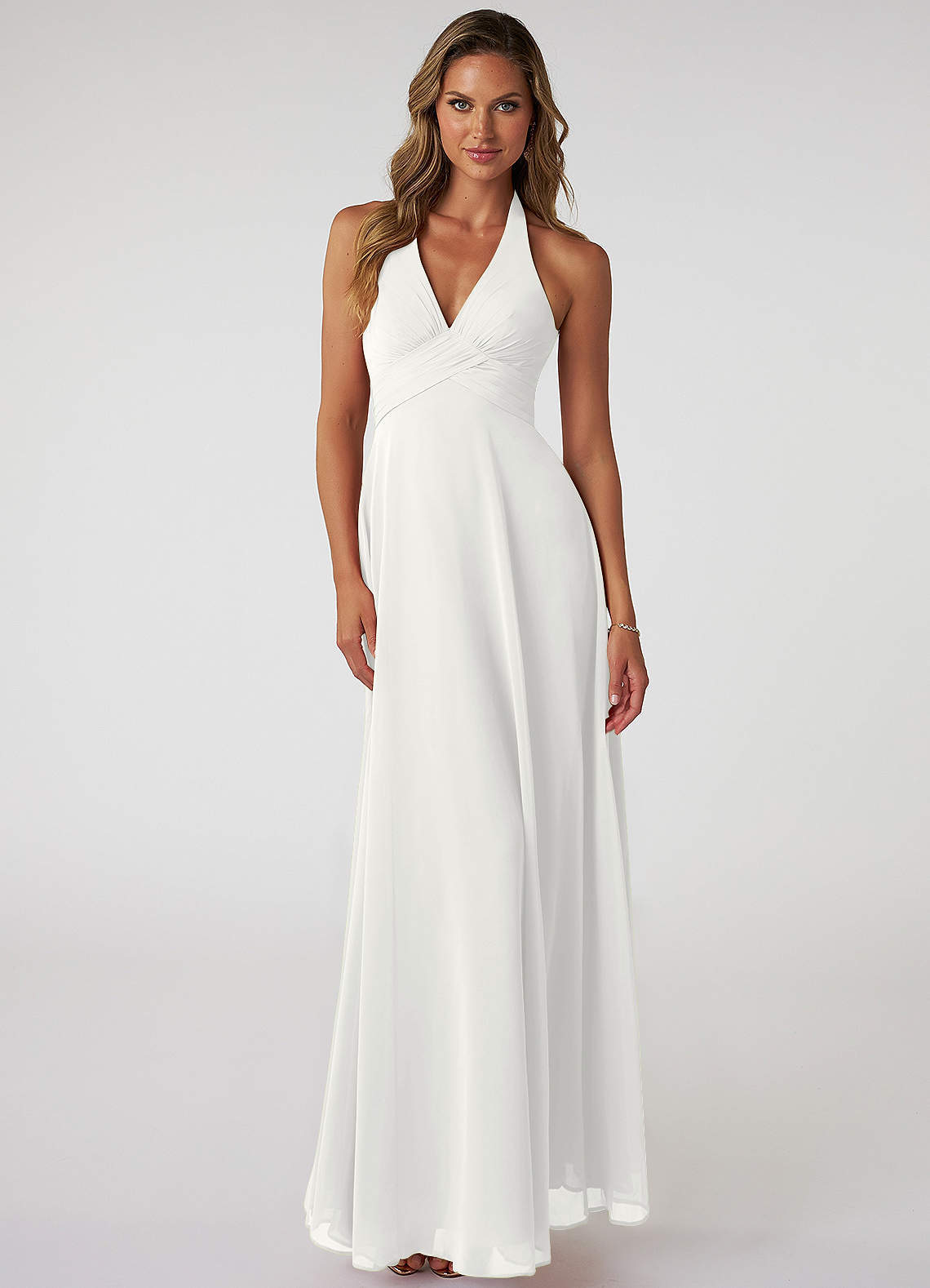 elyessen Tessie Sky Blue A-Line V-Neck Pleated Chiffon Dress 7
