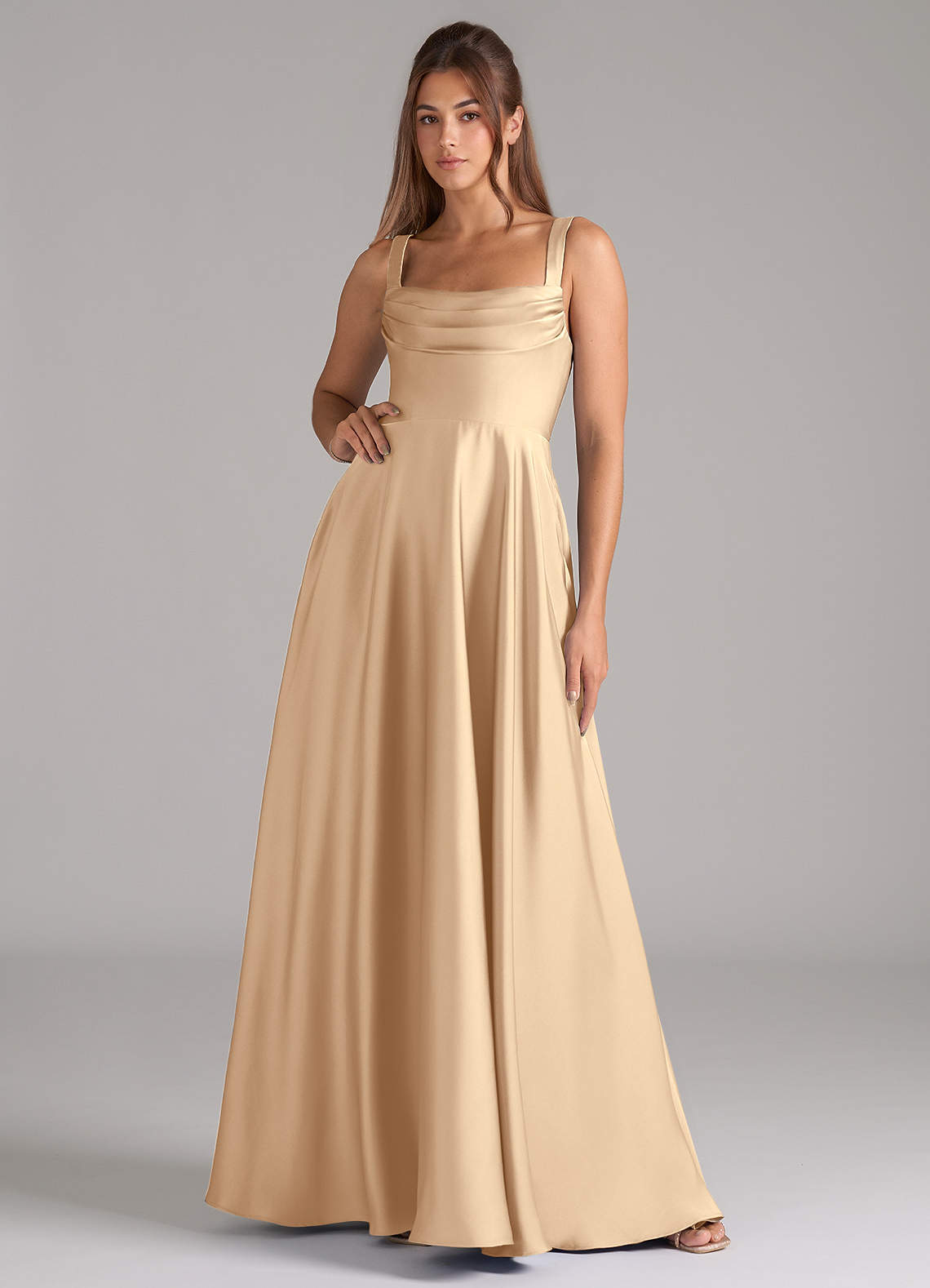 elyessen Shaude Black A-Line Pleated Stretch Satin Dress 7