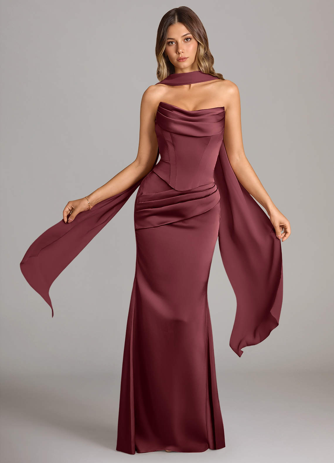 elyessen Sorrel Black Mermaid Strapless Stretch Satin Convertible Dress 5