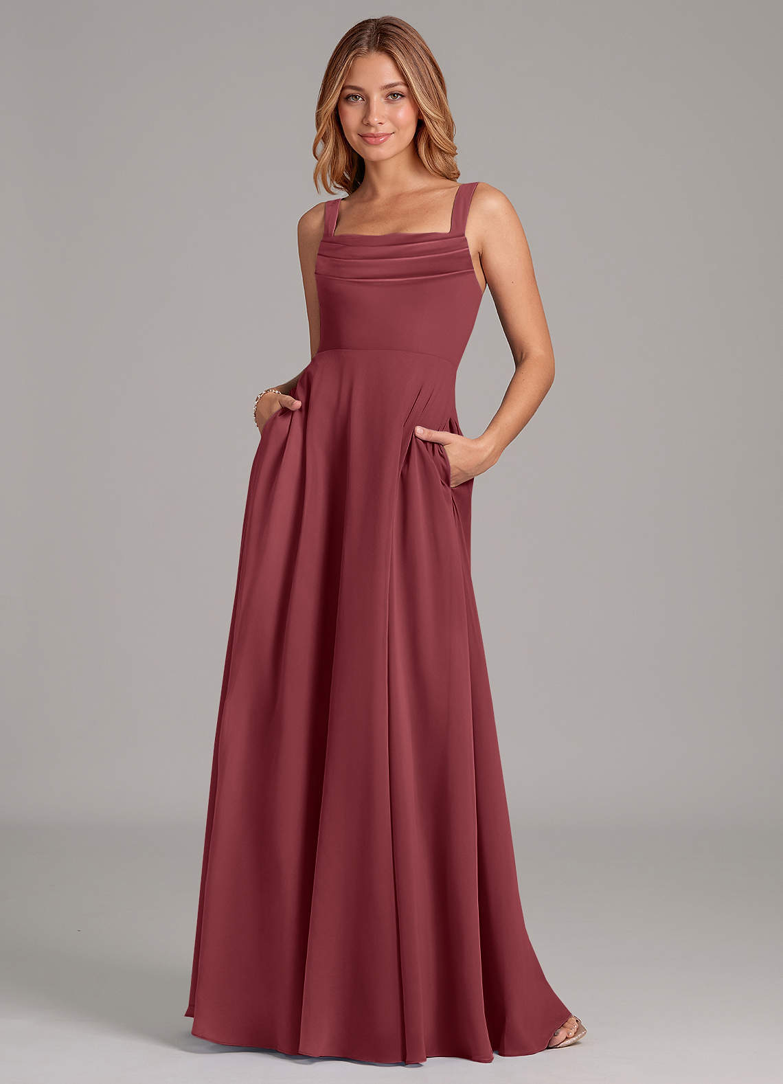 elyessen Shaude Sky Blue A-Line Pleated Chiffon Dress 6