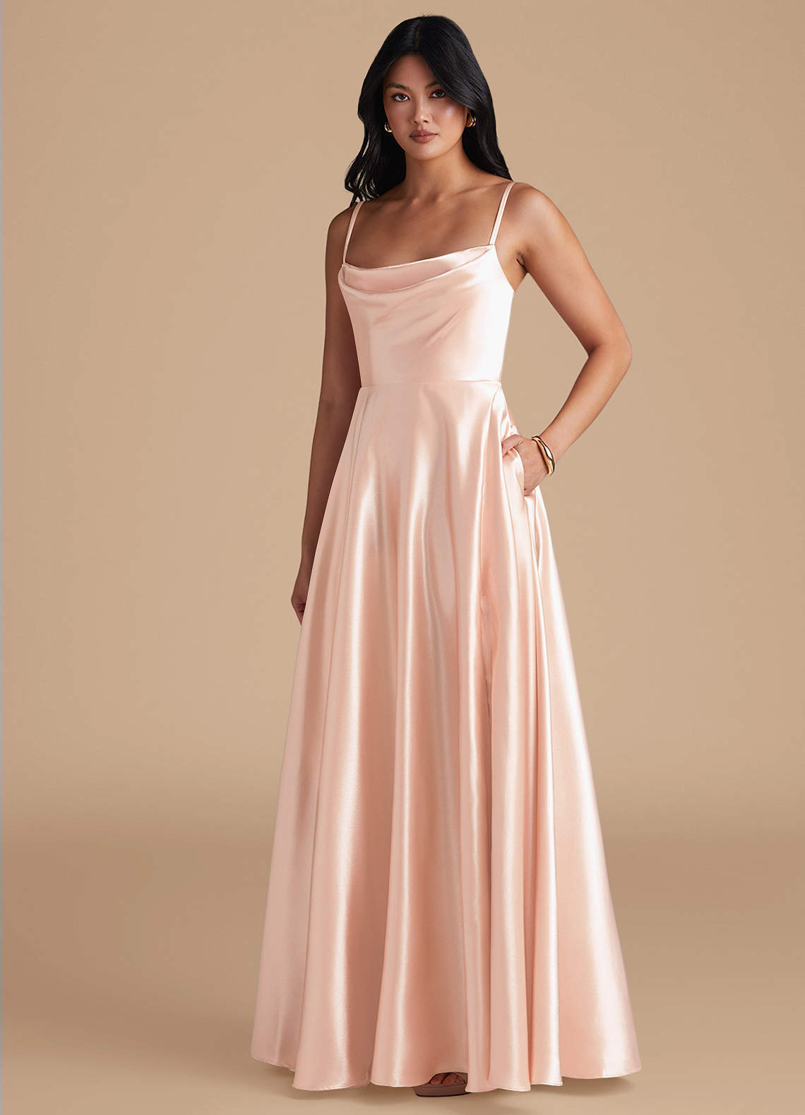 elyessen Elle Black A-Line with Pockets Metallic Satin Dress 2