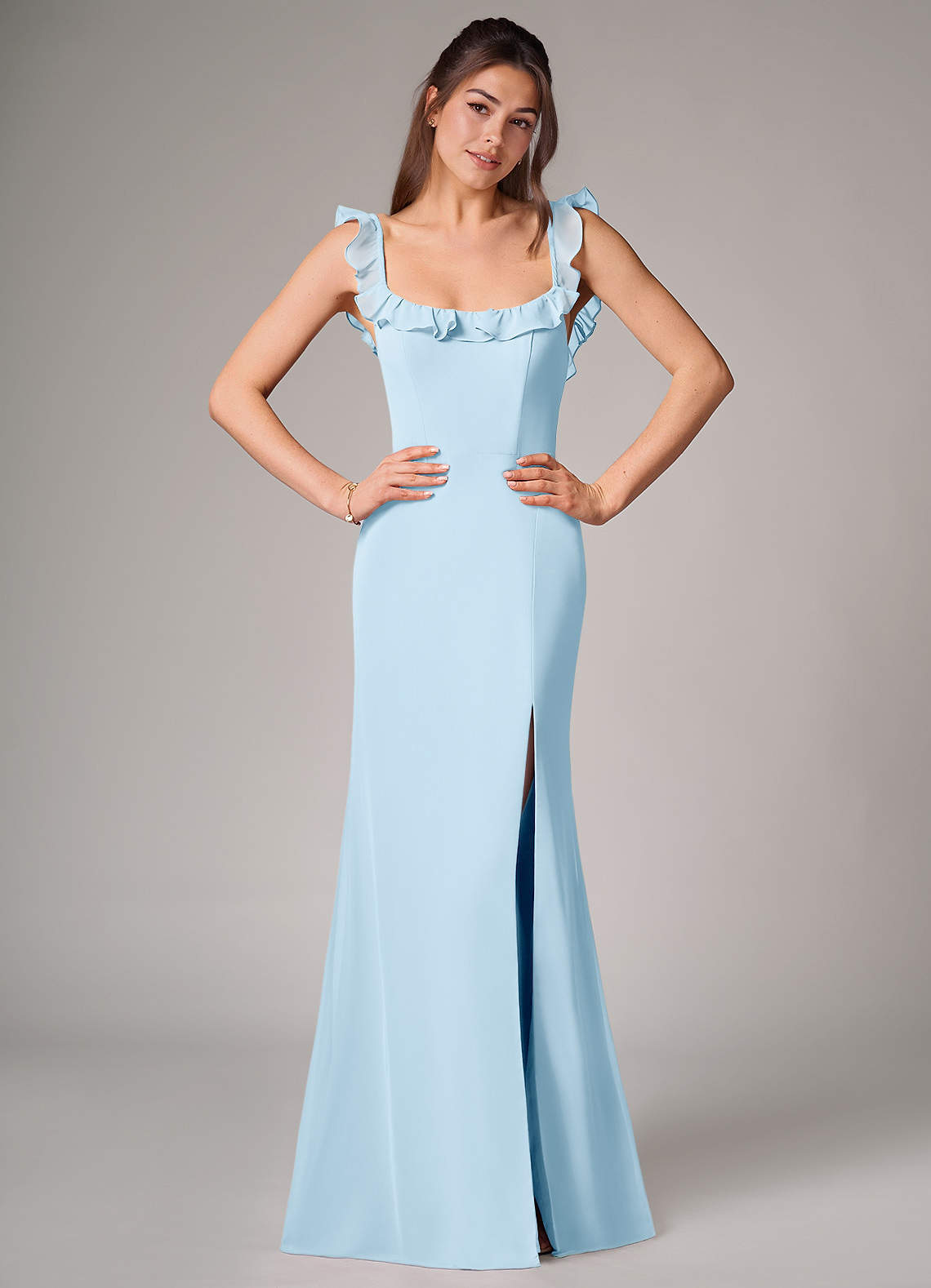 elyessen Callie Sky Blue Mermaid Side Slit Chiffon Convertible Dress 2