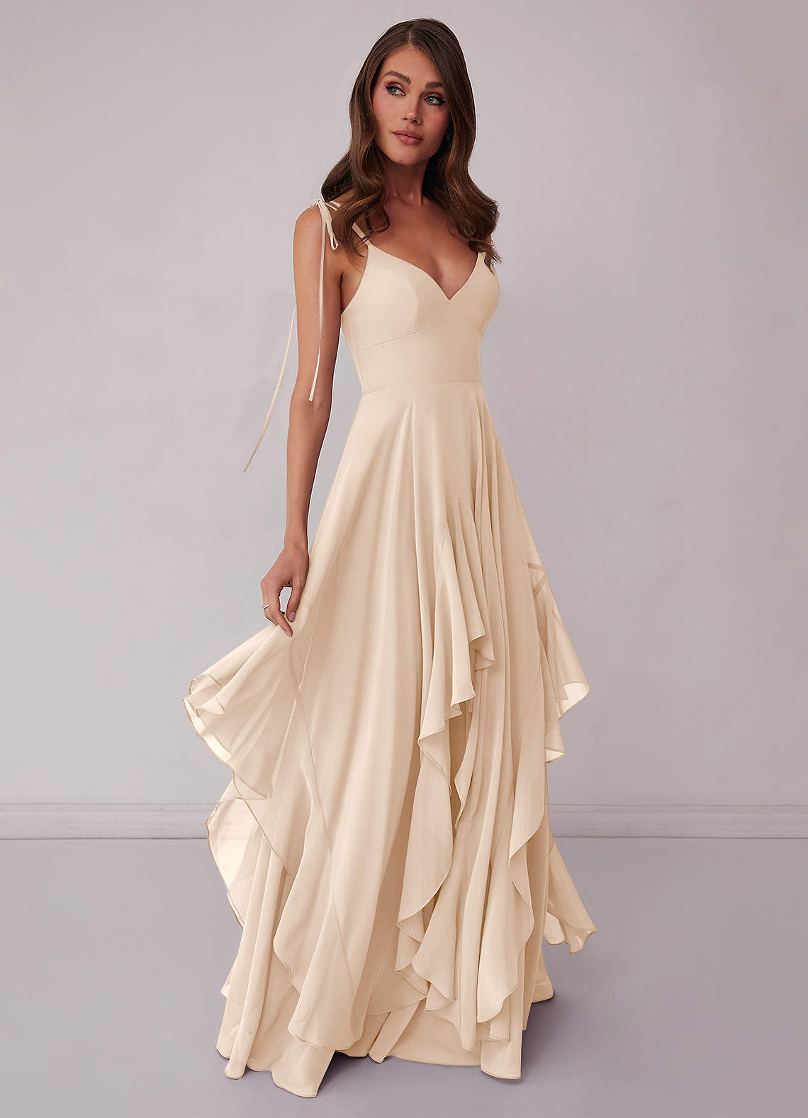 Agave A-Line Bow Chiffon Dress Moss Green 5