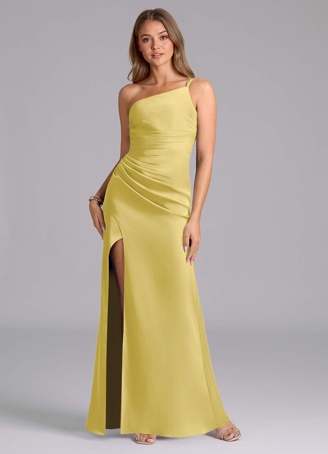 elyessen Eren Black Mermaid One Shoulder Stretch Satin Dress 7