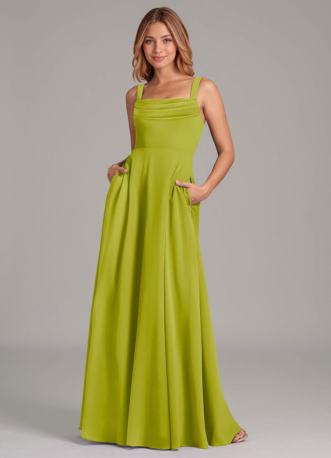 elyessen Shaude Sky Blue A-Line Pleated Chiffon Dress 2