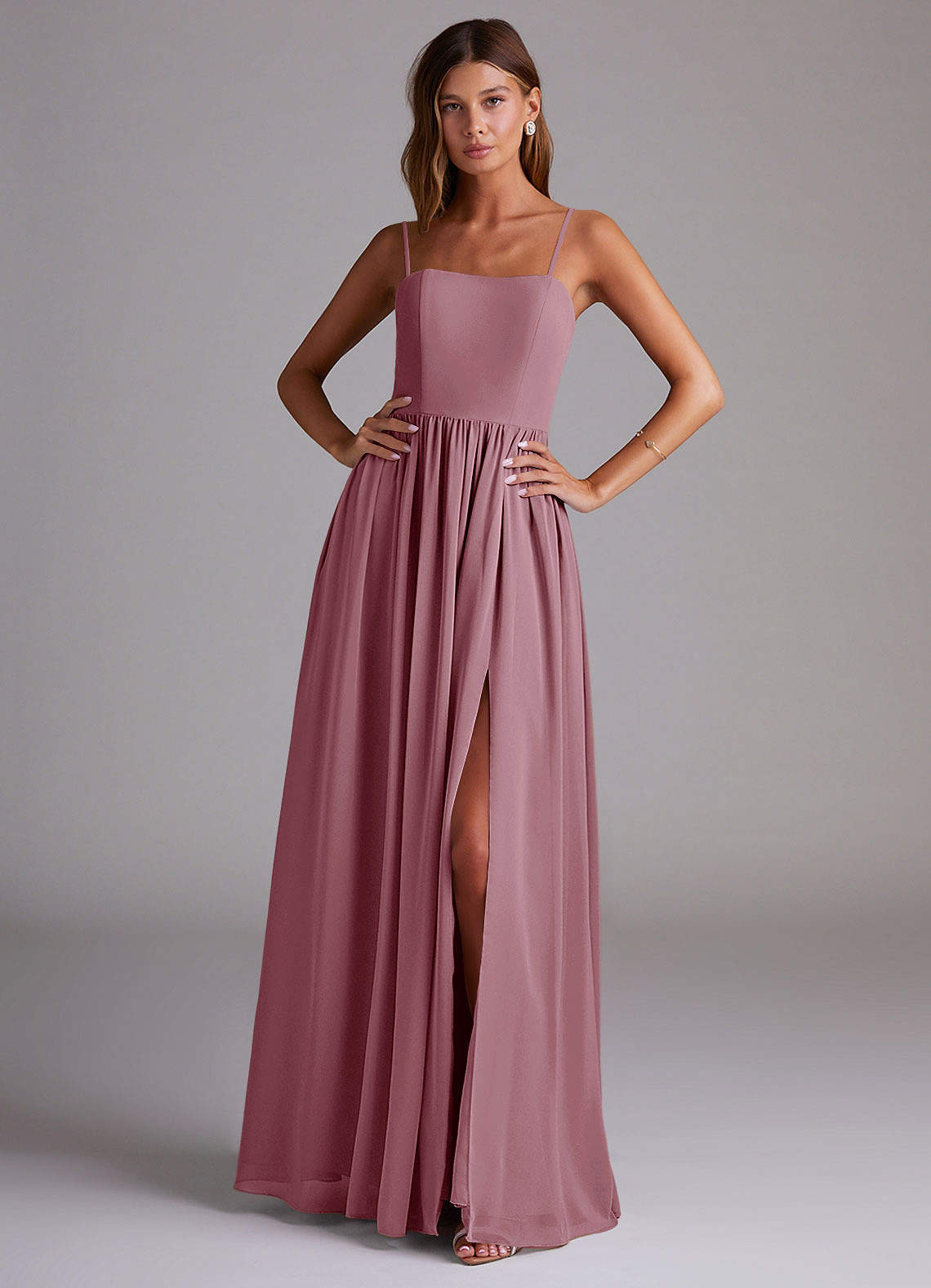 elyessen Calianna Dusty Blue A-Line Off the Shoulder Chiffon Convertible Dress 5