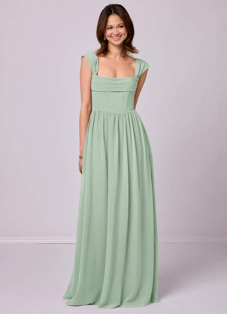 Sky Blue A-Line Corset Chiffon Dress Sky Blue 1
