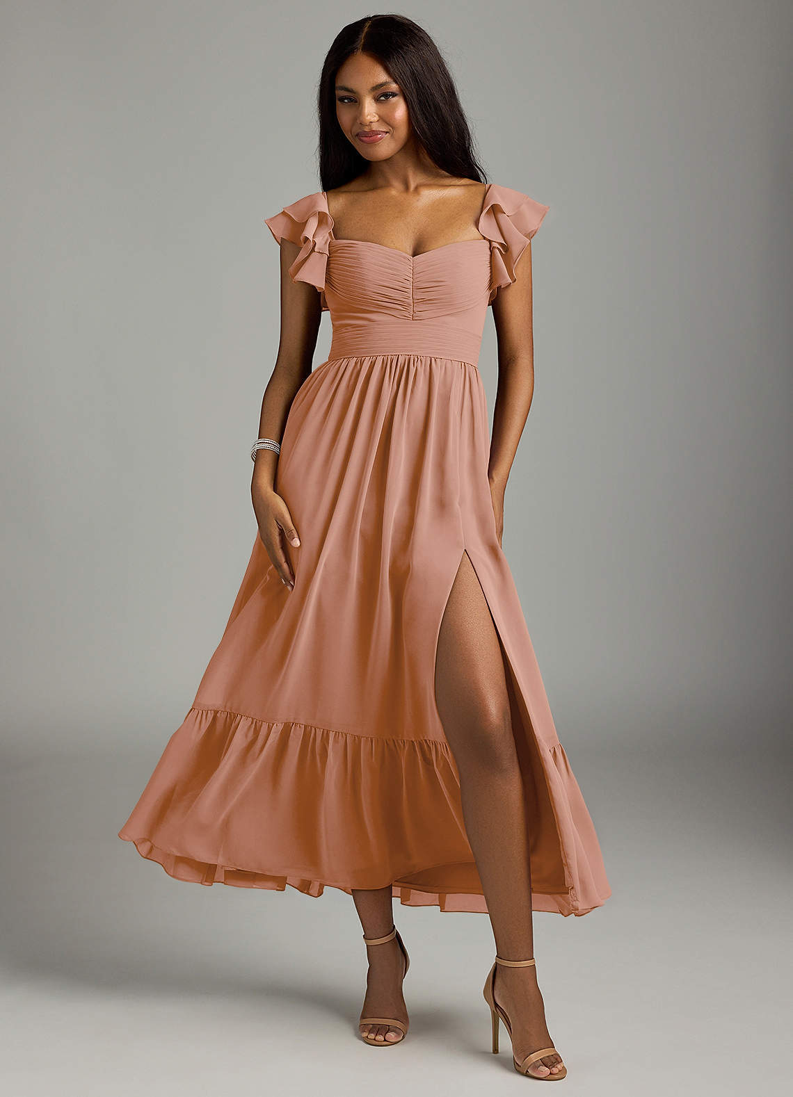 elyessen Anaya Blue Vintage Floral A-Line Sweetheart Neckline Chiffon Dress 8