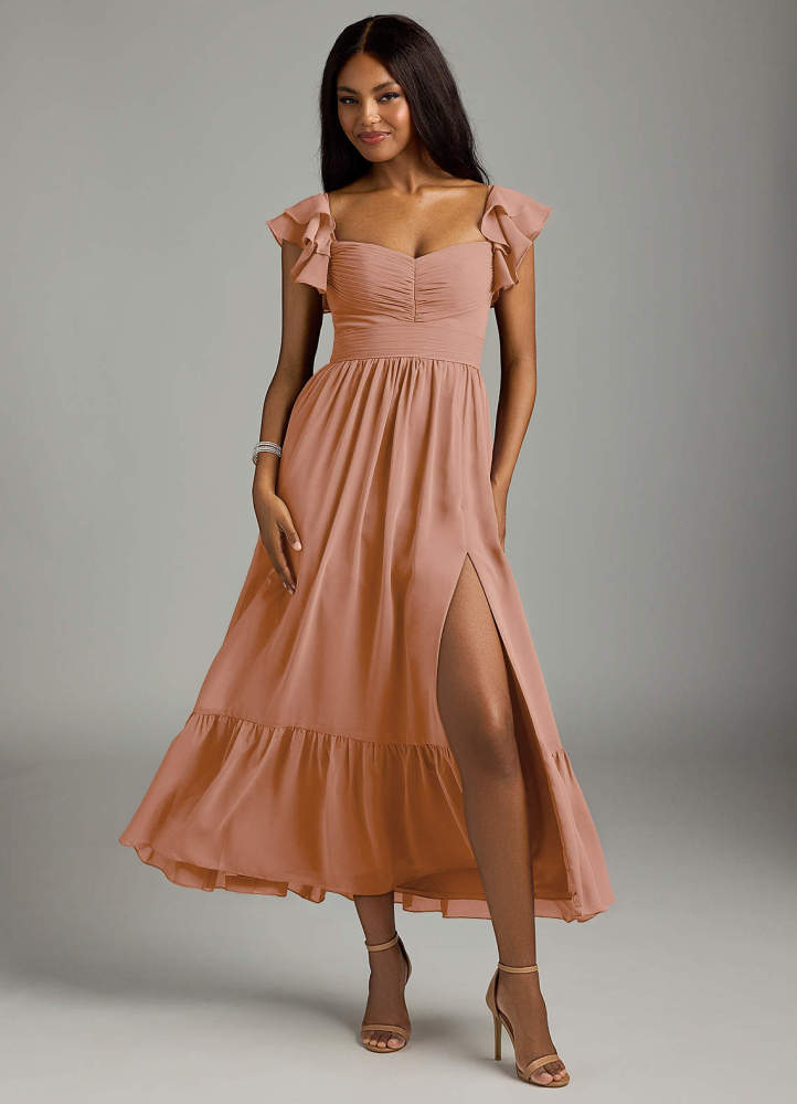 elyessen Anaya Blue Vintage Floral A-Line Sweetheart Neckline Chiffon Dress 8