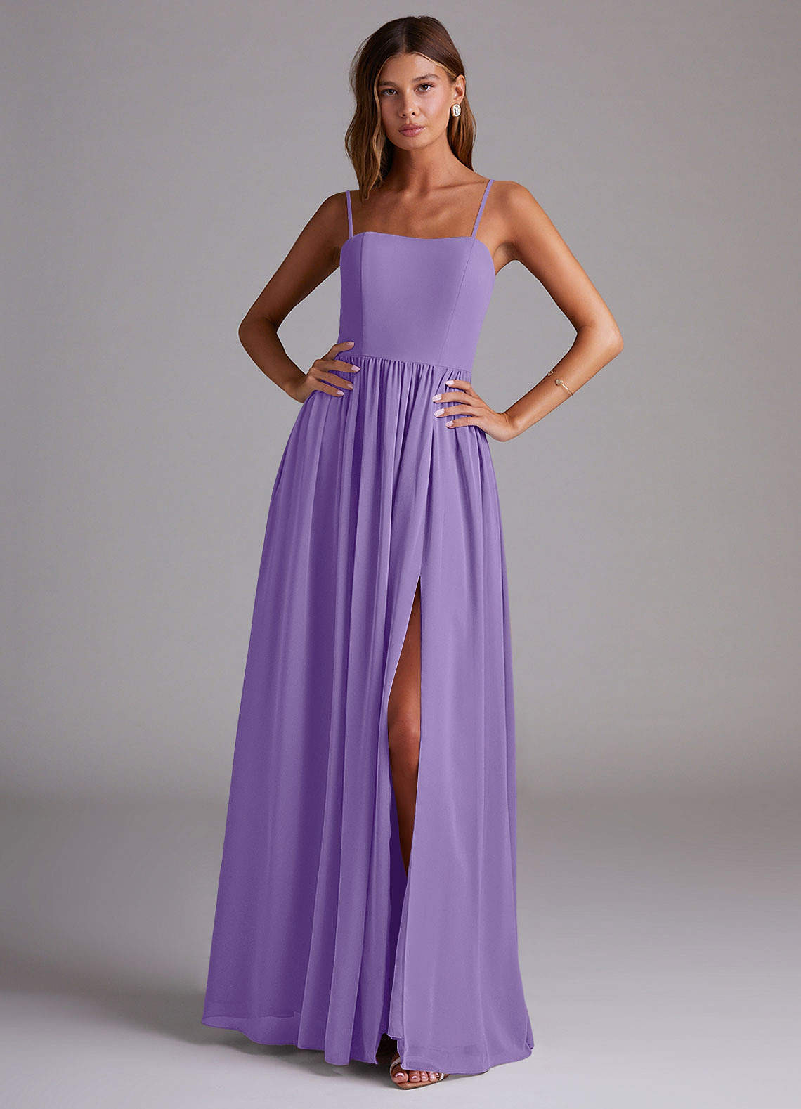 elyessen Calianna Dusty Blue A-Line Off the Shoulder Chiffon Convertible Dress 5