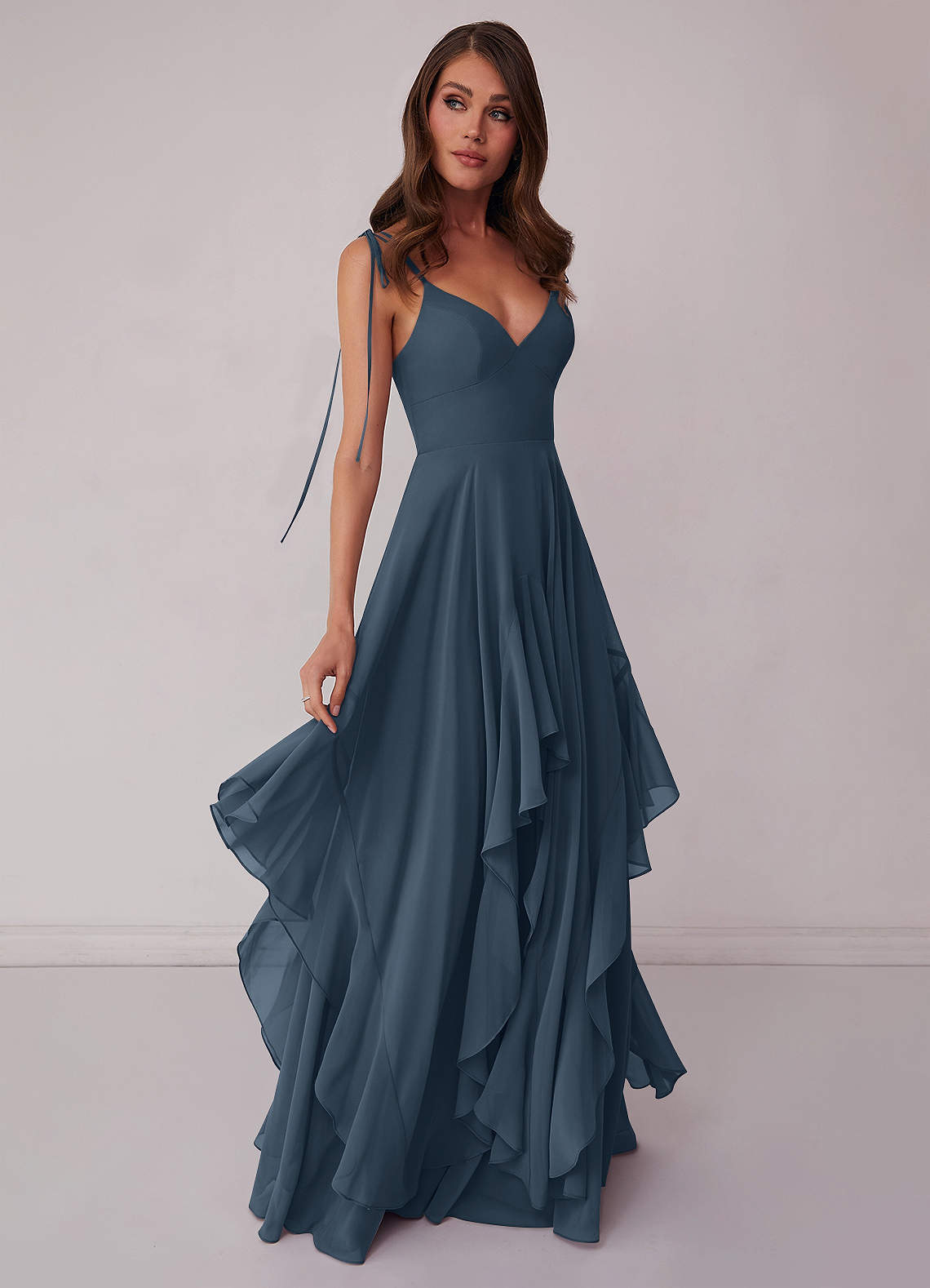 Agave A-Line Bow Chiffon Dress Moss Green 2