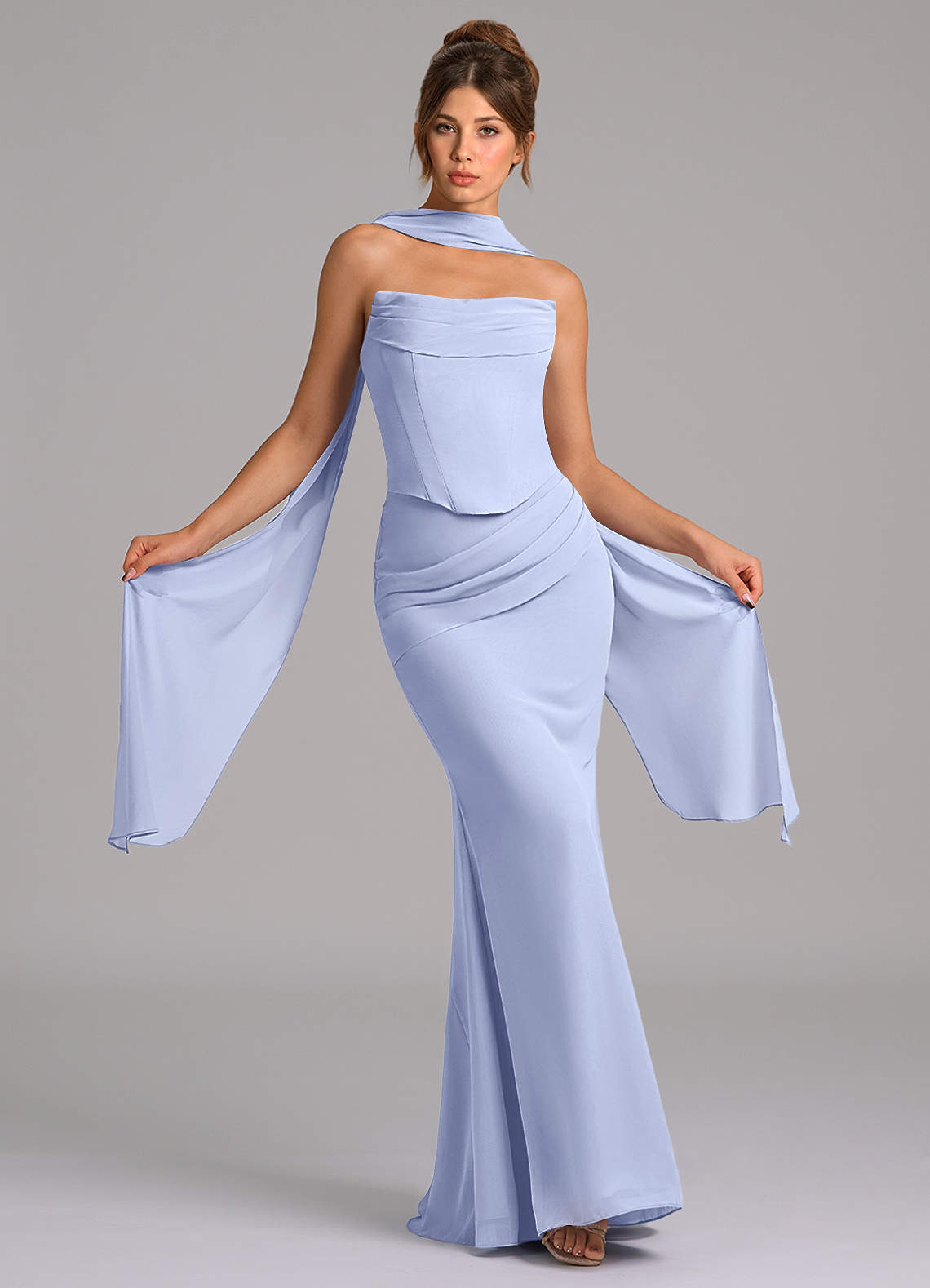elyessen Sorrel Sky Blue Mermaid Corset Chiffon Dress 2