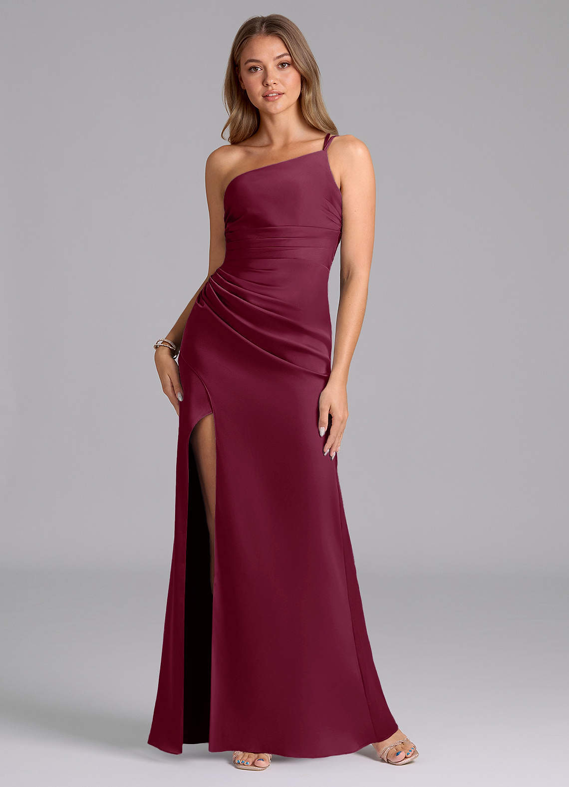 elyessen Eren Black Mermaid One Shoulder Stretch Satin Dress 5