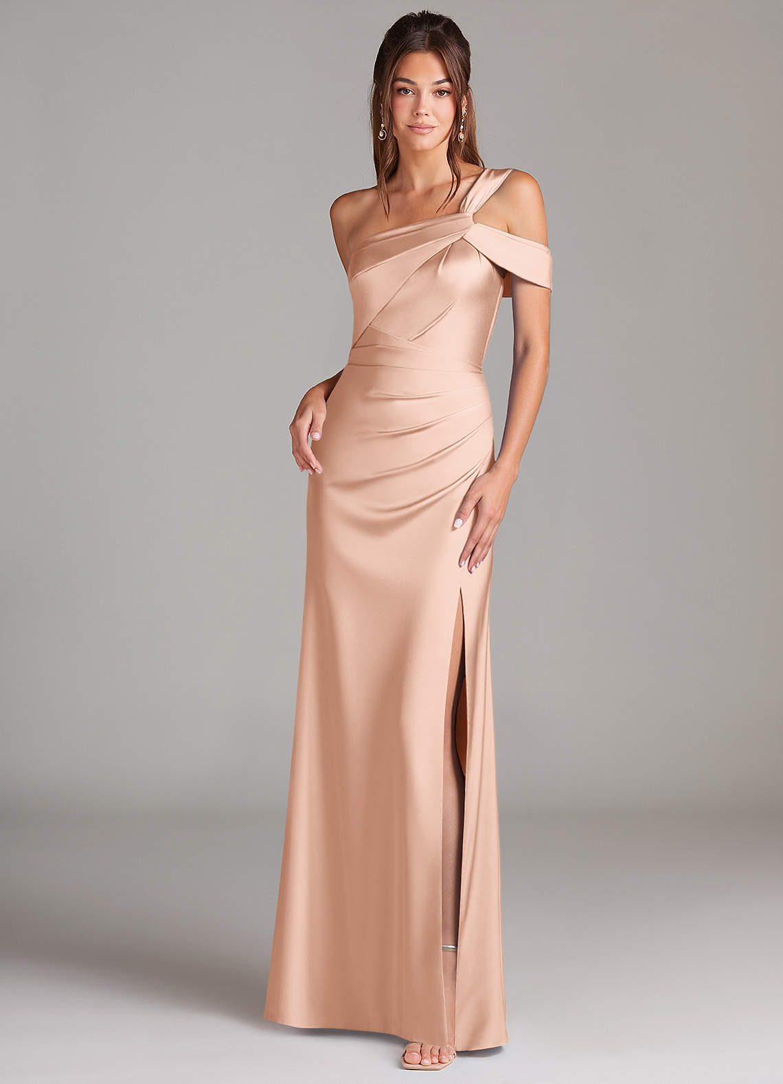 elyessen Wynter Black Sheath One Shoulder Stretch Satin Dress 4