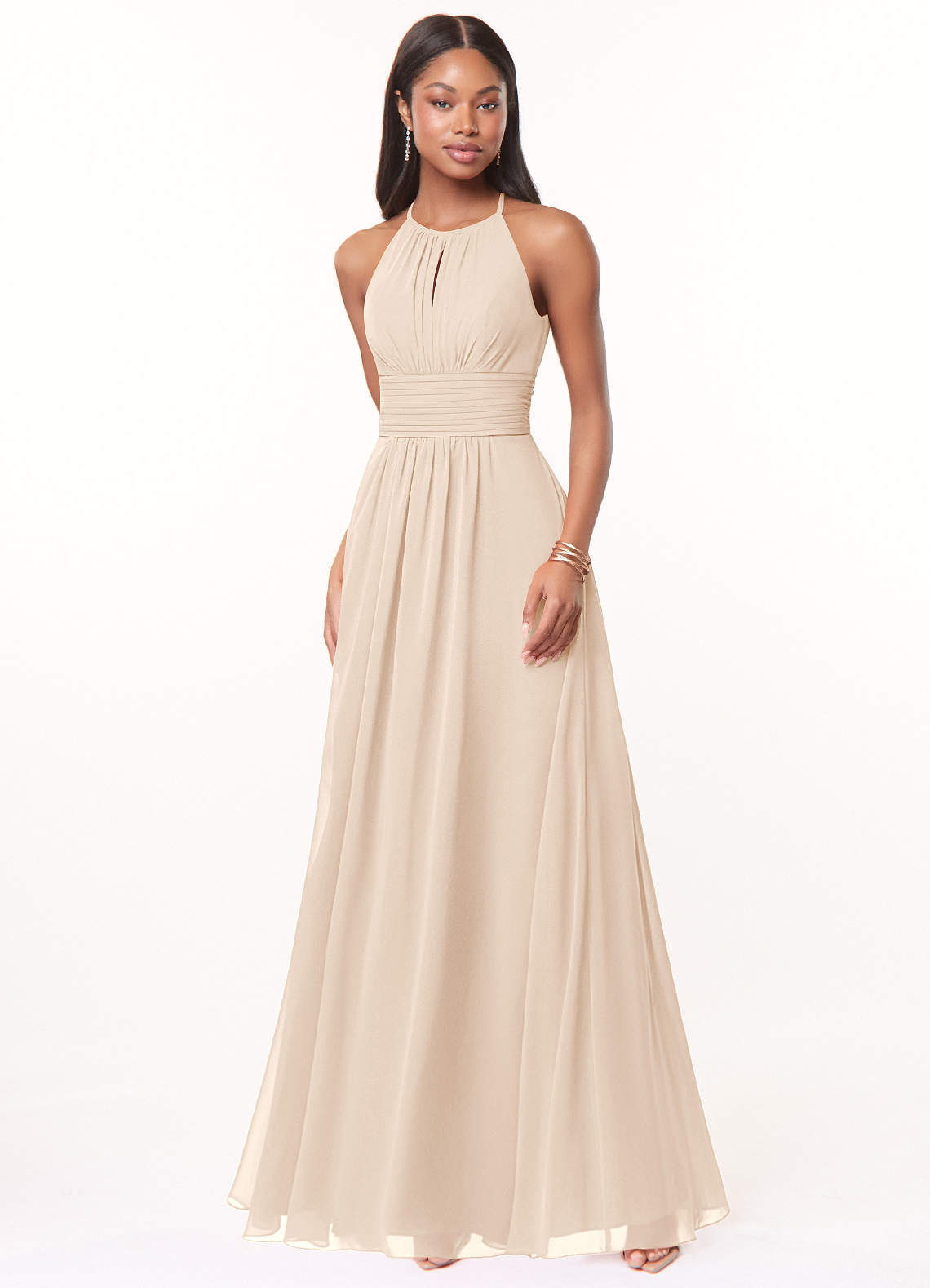 elyessen Bonnie Burgundy A-Line Keyhole Ruched Chiffon Dress 7