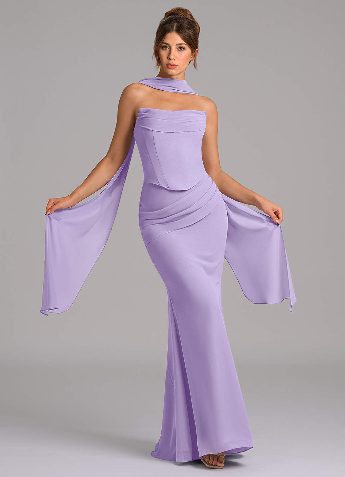 elyessen Sorrel Sky Blue Mermaid Corset Chiffon Dress 5
