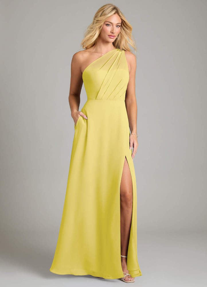 elyessen Phaedra Black A-Line One Shoulder Chiffon Dress 7