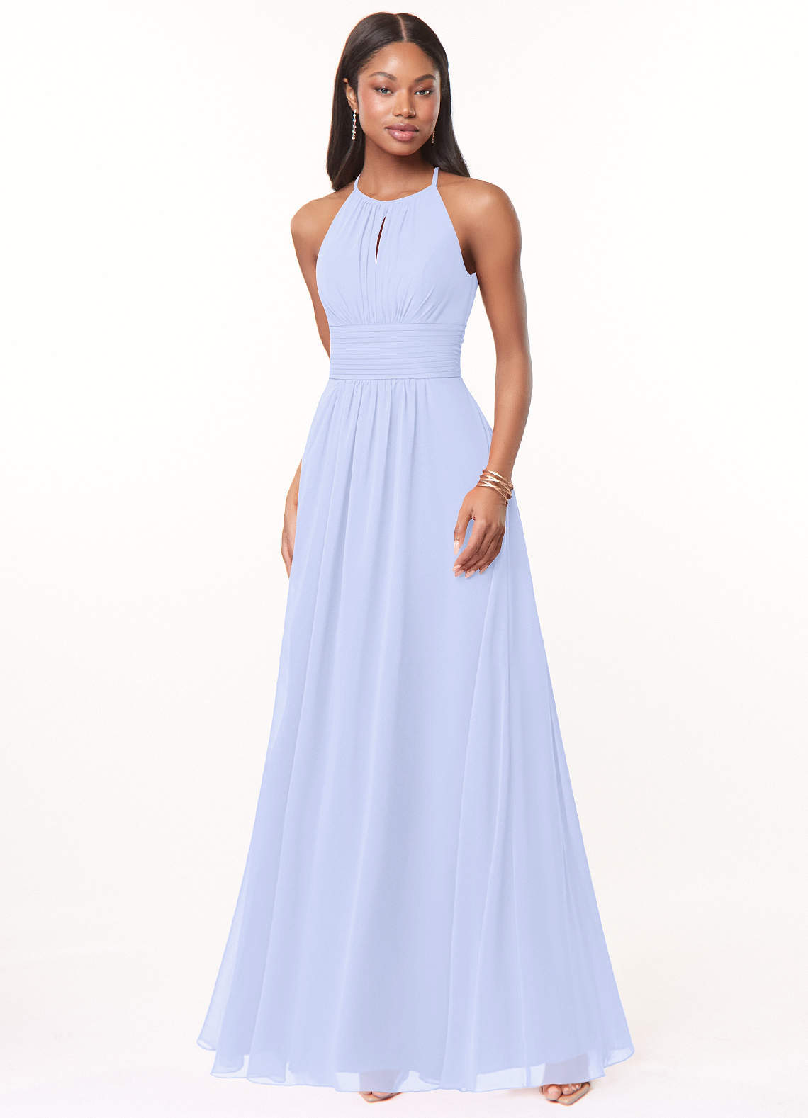 elyessen Bonnie Burgundy A-Line Keyhole Ruched Chiffon Dress 4