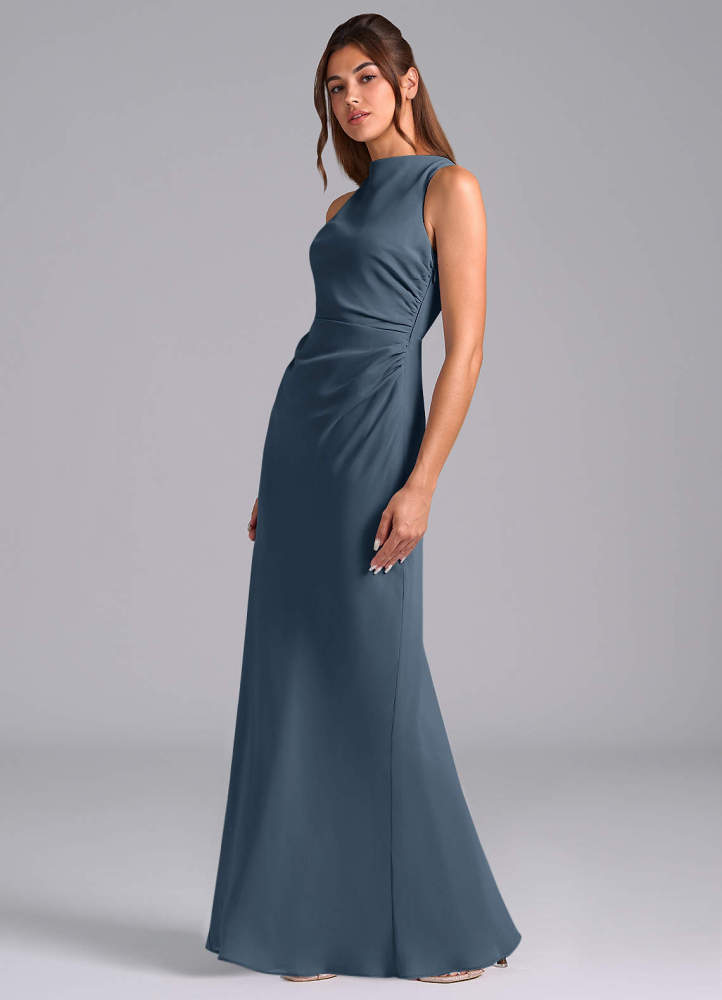 elyessen Evadne Sky Blue Sheath Pleated Chiffon Dress 3