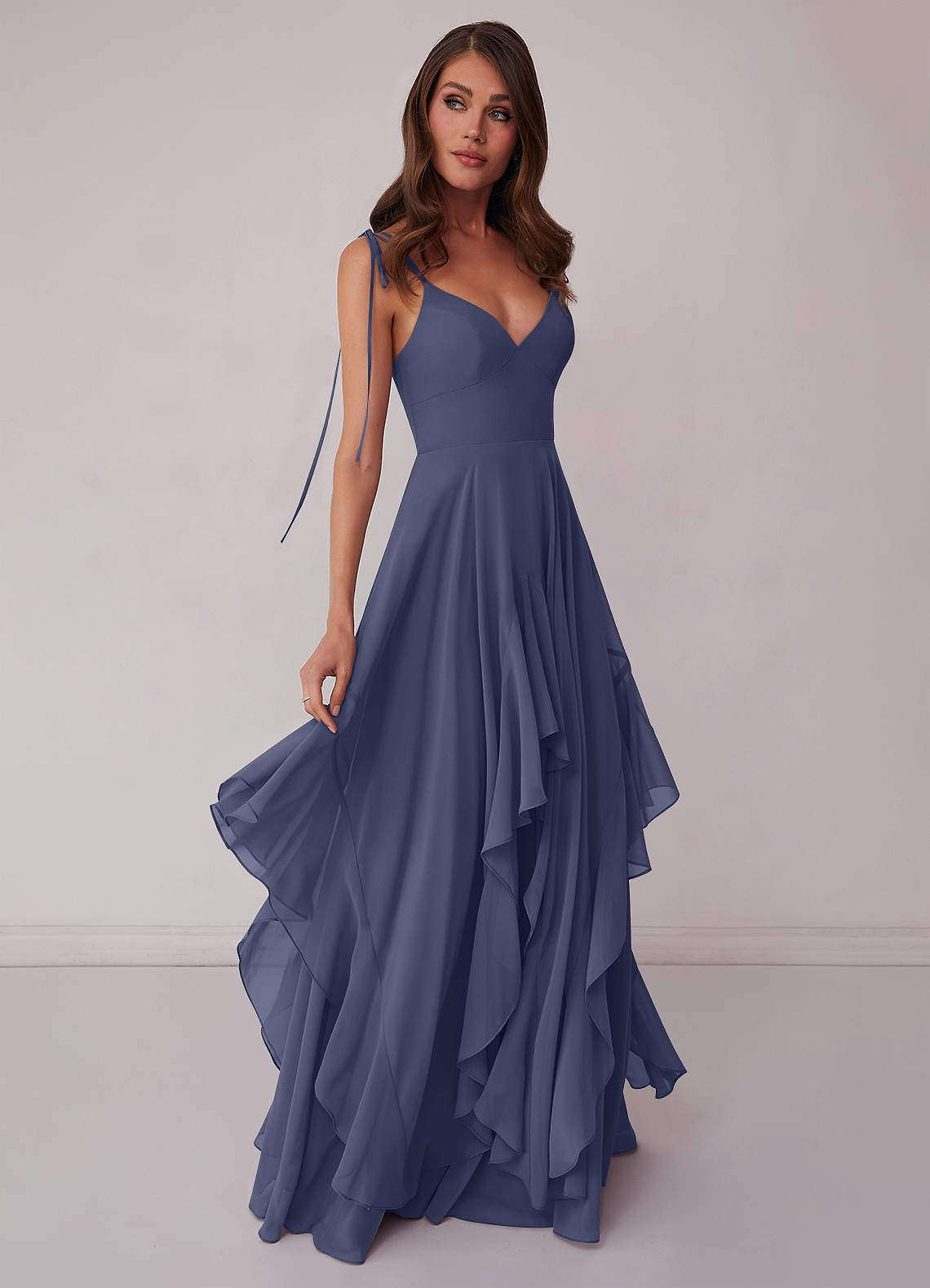 Agave A-Line Bow Chiffon Dress Moss Green 2