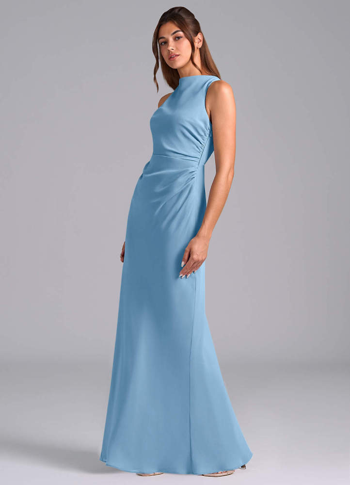 elyessen Evadne Sky Blue Sheath Pleated Chiffon Dress 3