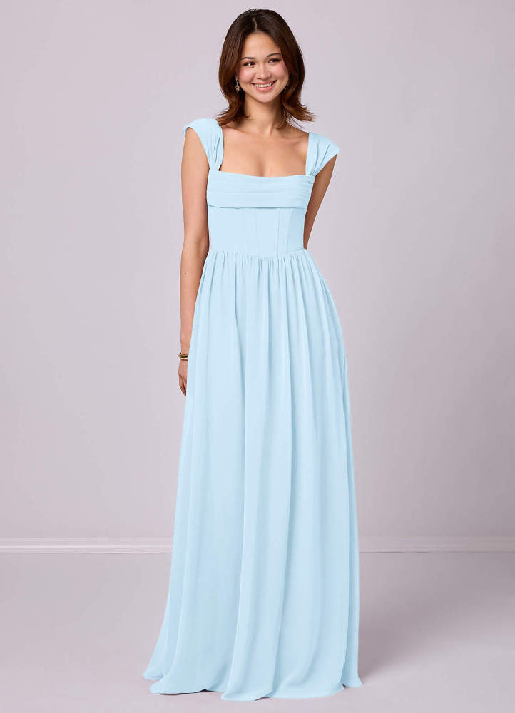 Sky Blue A-Line Corset Chiffon Dress Sky Blue 1