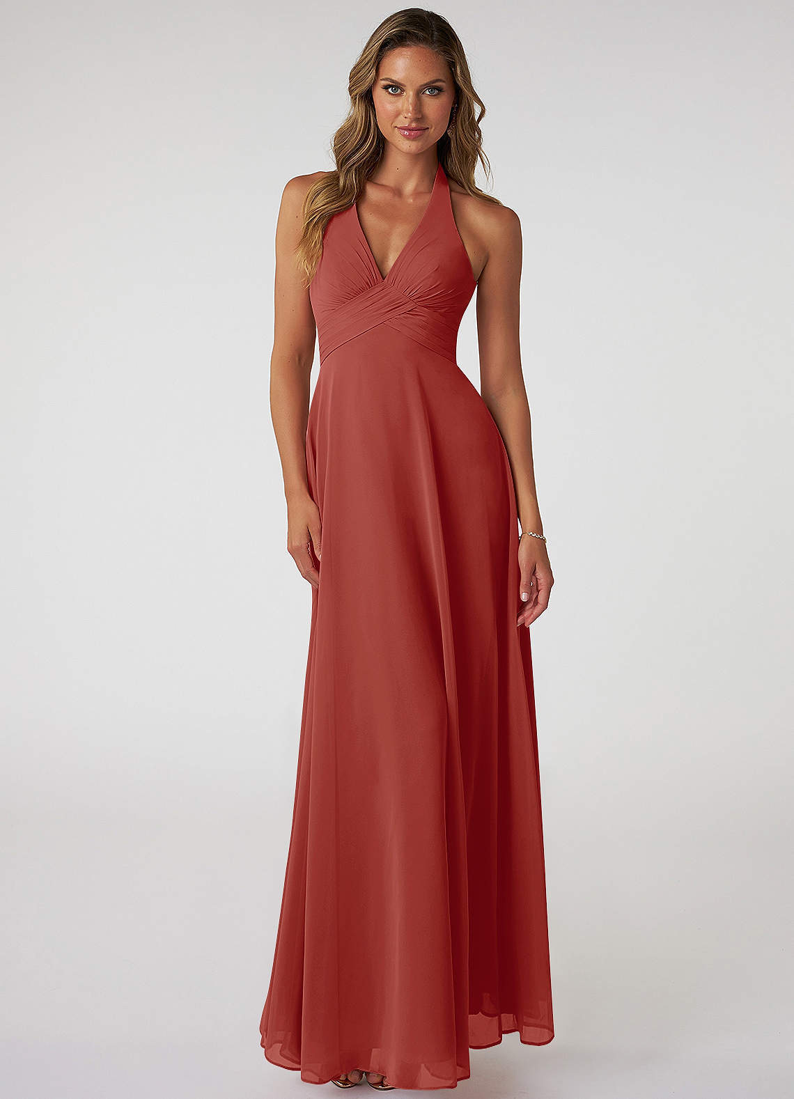 elyessen Tessie Sky Blue A-Line V-Neck Pleated Chiffon Dress 6