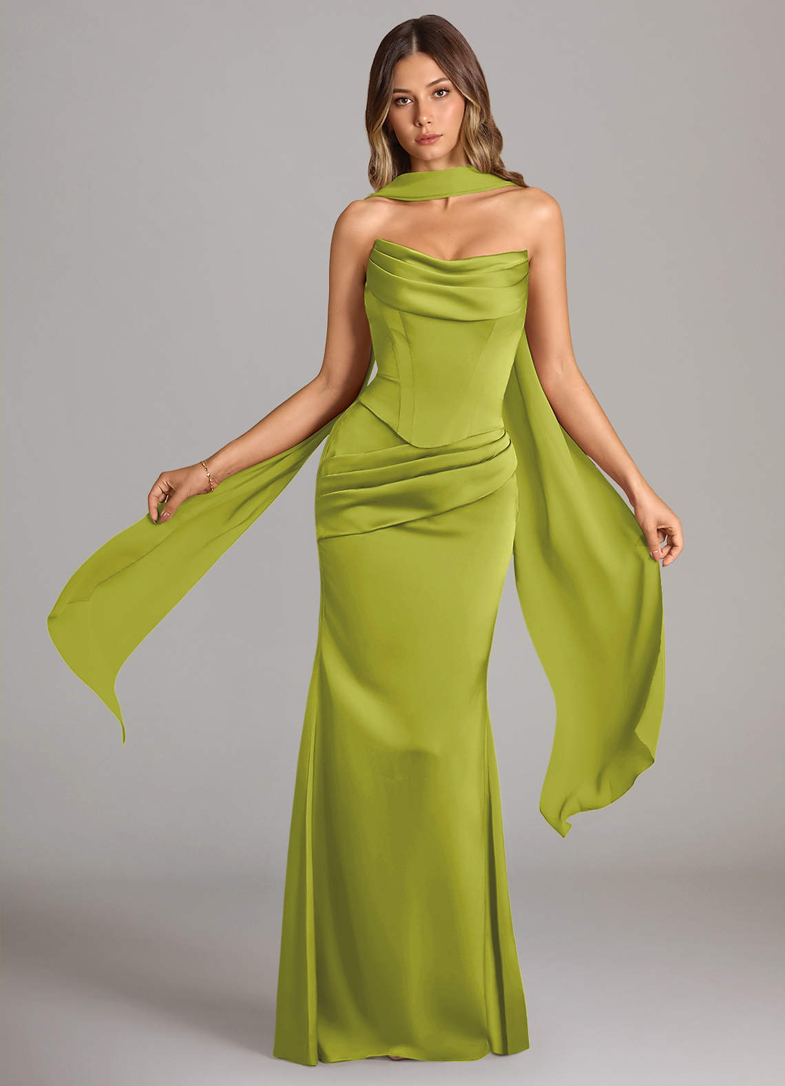 elyessen Sorrel Black Mermaid Strapless Stretch Satin Convertible Dress 2