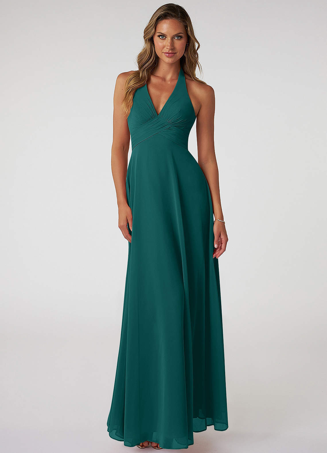 elyessen Tessie Sky Blue A-Line V-Neck Pleated Chiffon Dress 2