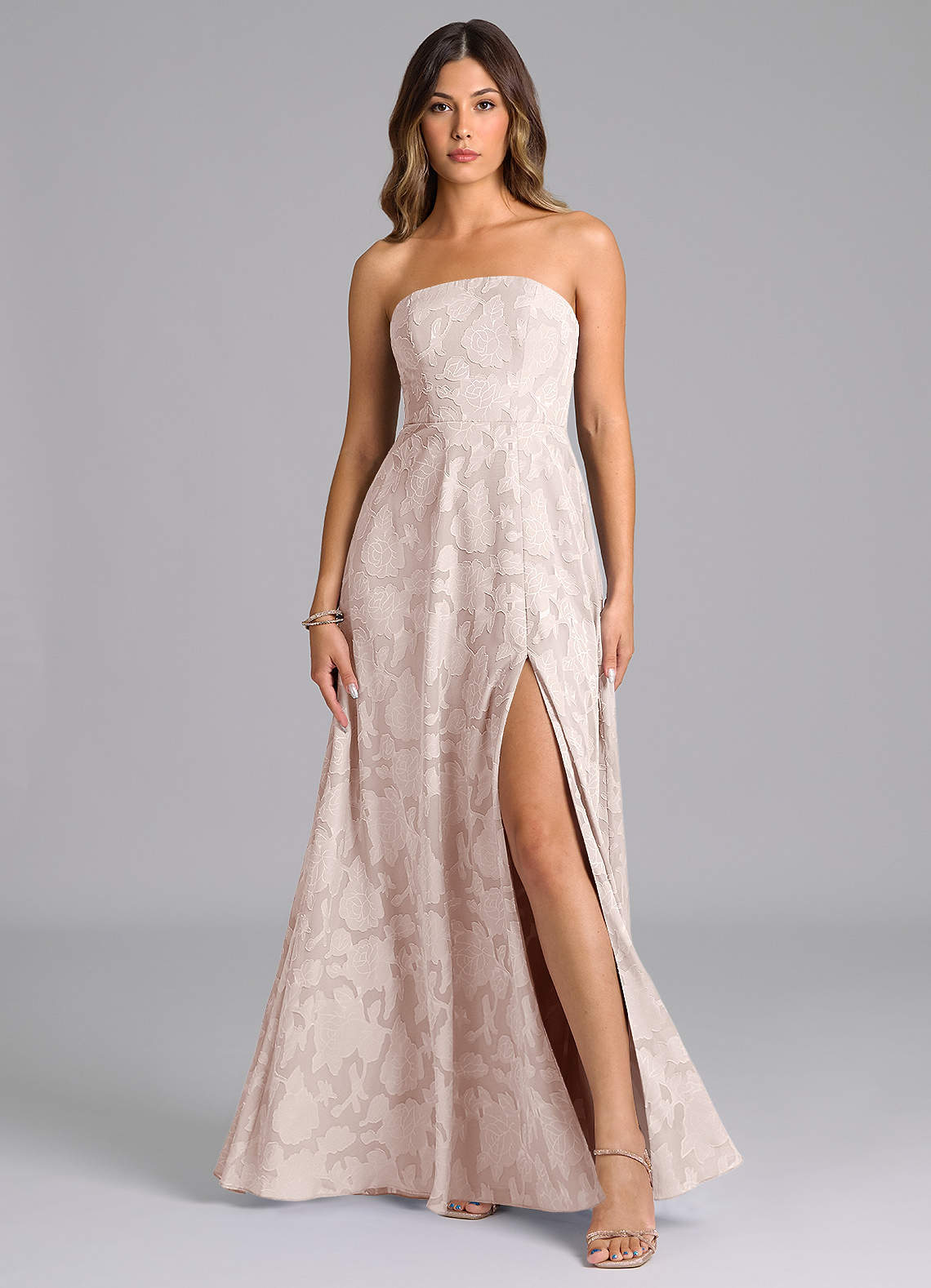elyessen Wren Dusty Sage A-Line Strapless Floral Burnout Dress 2