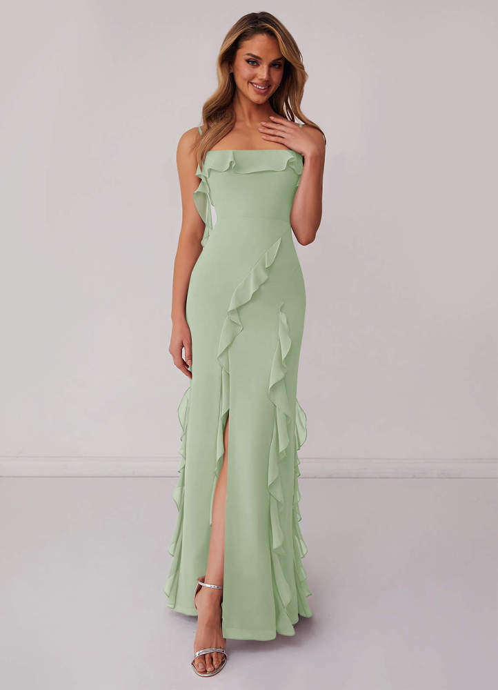 Sky Blue Sheath Bow Chiffon Dress Sky Blue 1