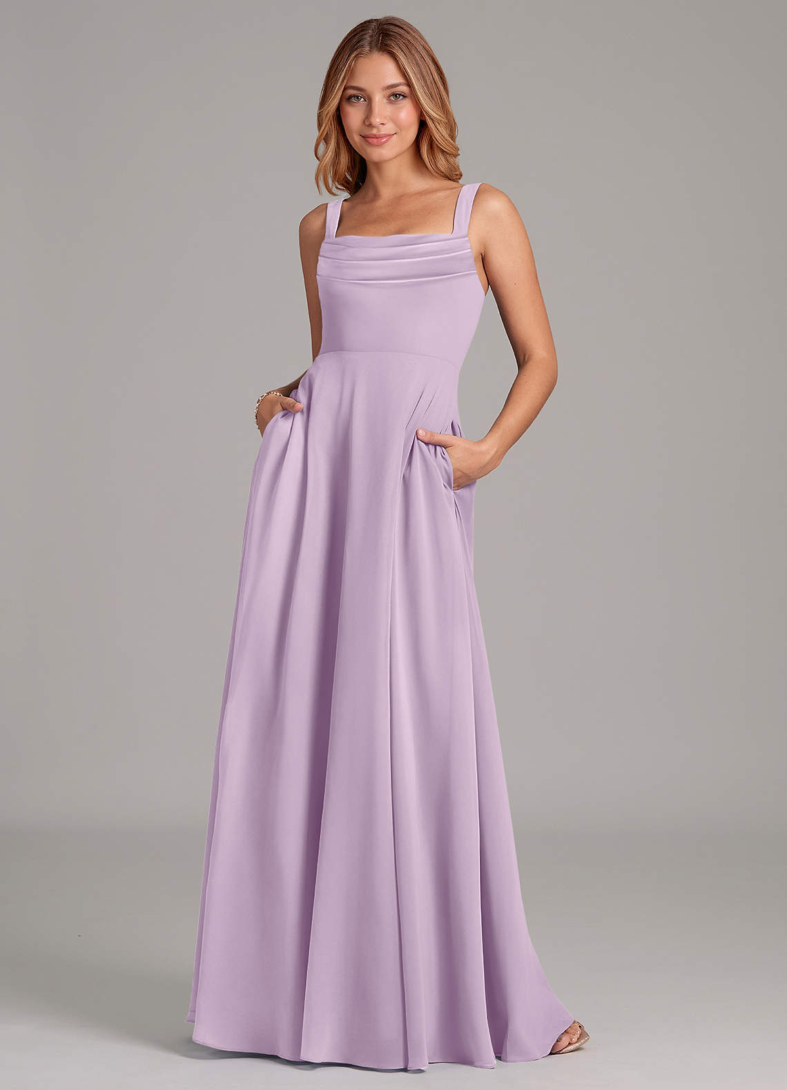 elyessen Shaude Sky Blue A-Line Pleated Chiffon Dress 5