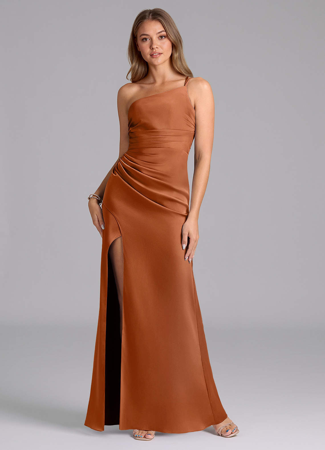elyessen Eren Black Mermaid One Shoulder Stretch Satin Dress 6