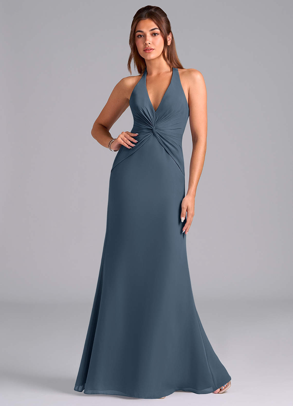 elyessen Valerie Sky Blue Mermaid Pleated Chiffon Dress 3