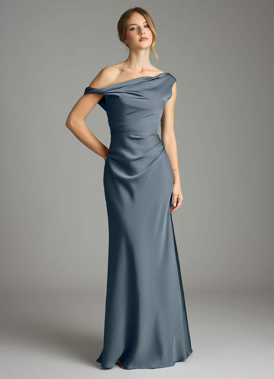 elyessen Emerson Black Mermaid Off the Shoulder Stretch Satin Dress 3