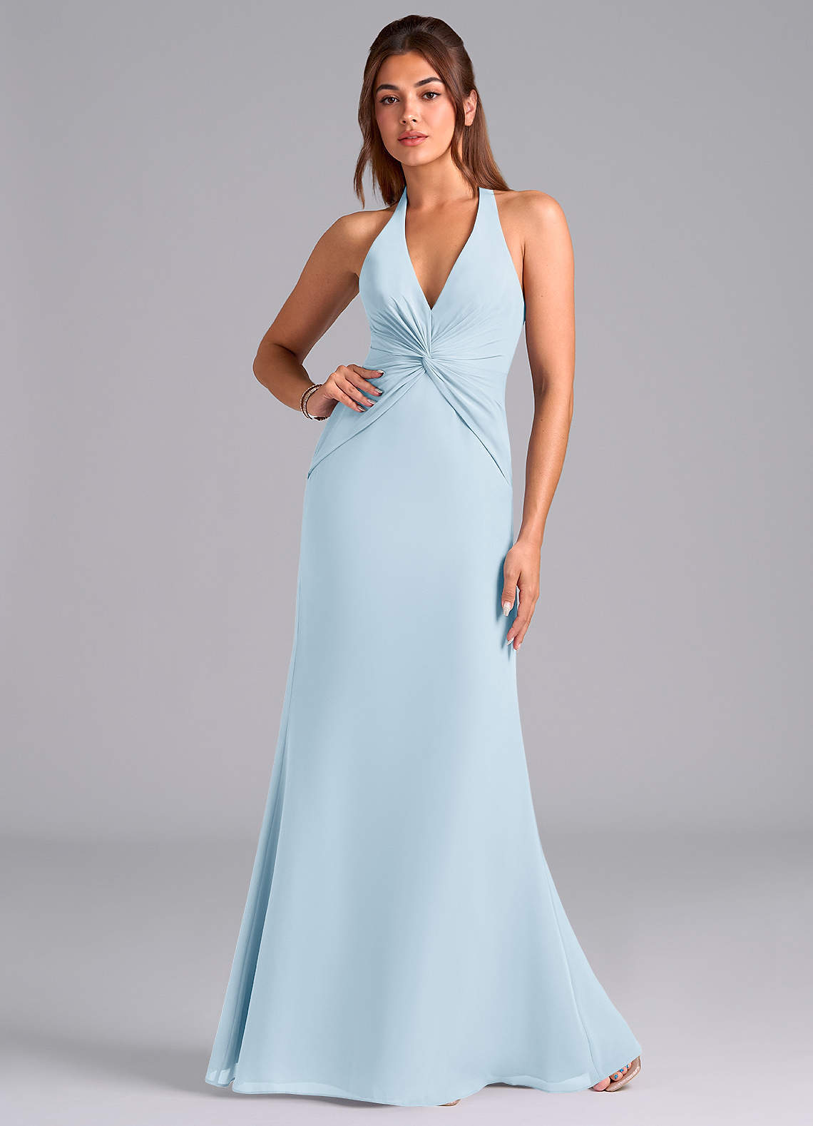 elyessen Valerie Sky Blue Mermaid Pleated Chiffon Dress 2