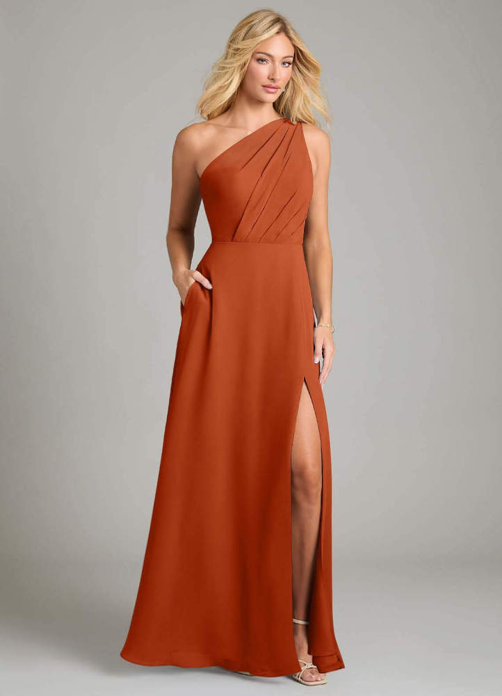 elyessen Phaedra Black A-Line One Shoulder Chiffon Dress 7